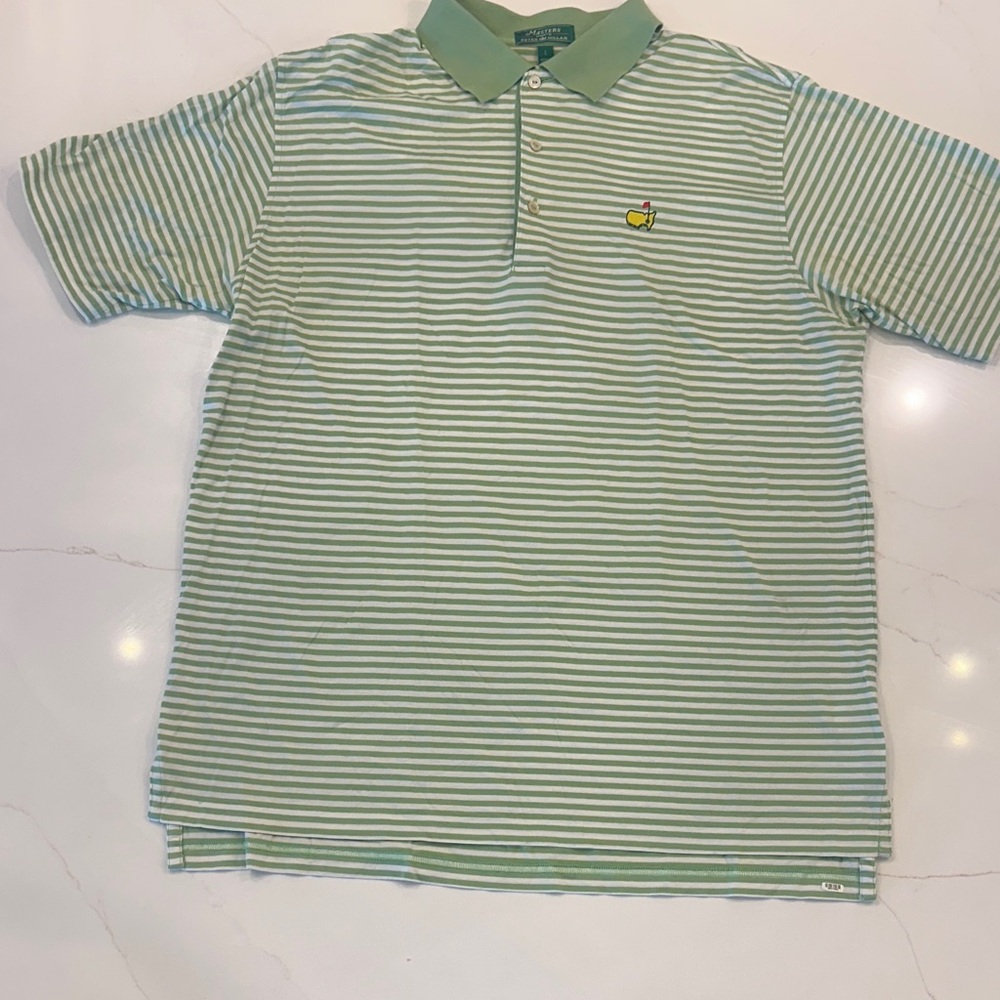 Peter Millar Green Striped Polo Shirt